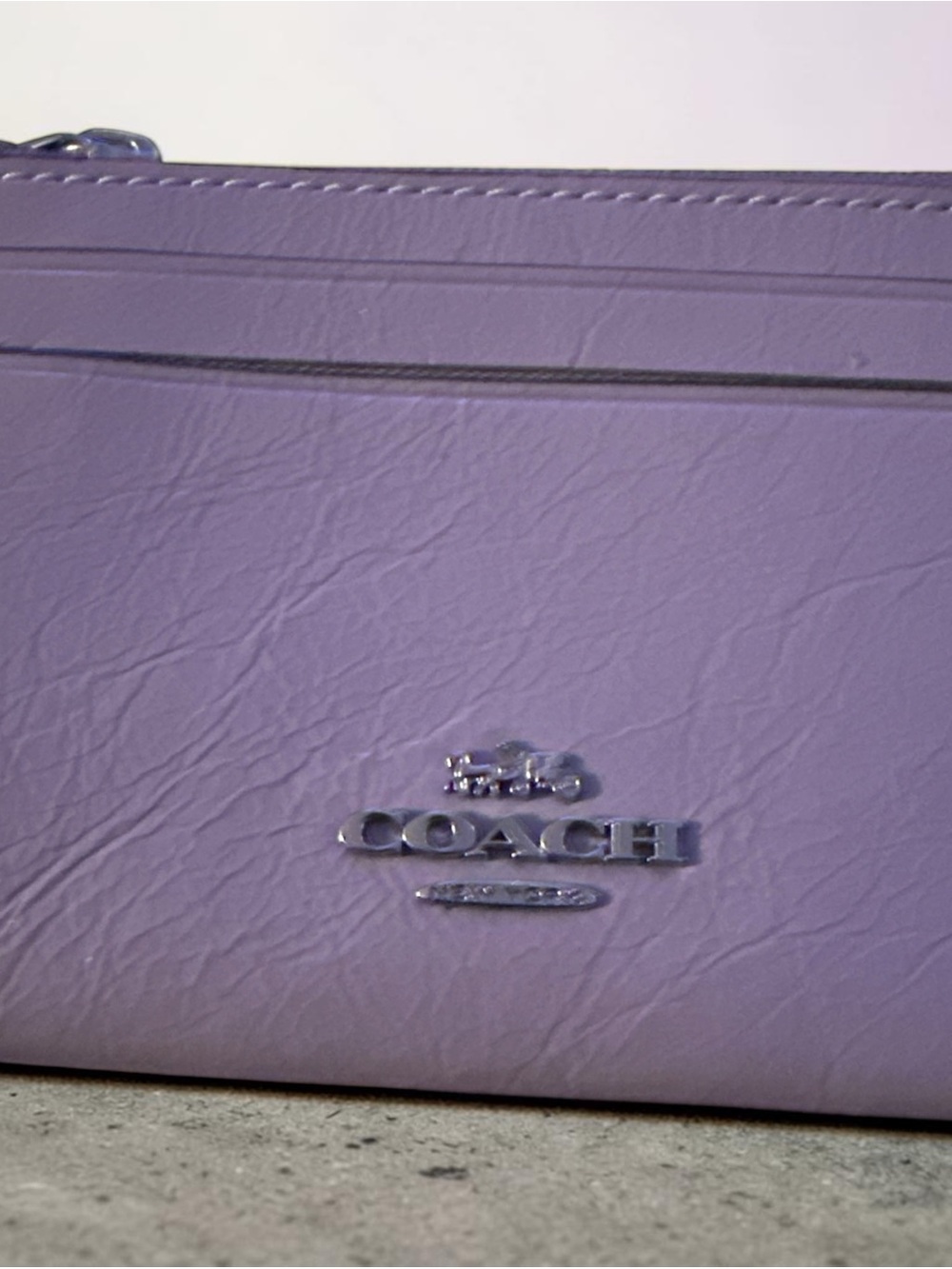 Coach Mini Skinny ID Case Lavender Purple Card Holder Key Ring
